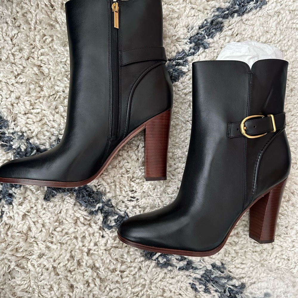 Veronica Beard Black Leather Ankle Boots